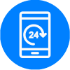 icono de celular con texto representando atencion 24/7
